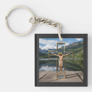 Cruz transparente INRI Keychain