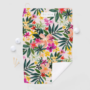 CRUZIFIED Colourful Tropical Floral  Golf Towel