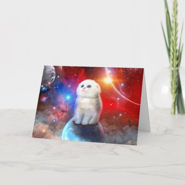 Crying cat in space                                card (Front)