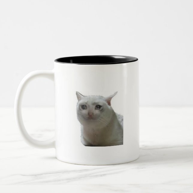 Crying Cat Meme Mug (Left)