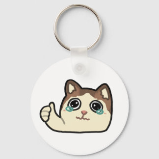 crying cat thumbs up keychain