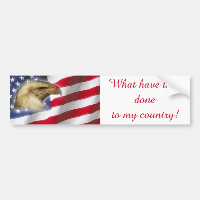 Crying Eagle & American Flag red white blue Bumper Sticker (Front)