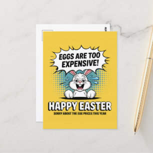 Crying Easter Bunny Eggs Too Expensive Cartoon Postcard