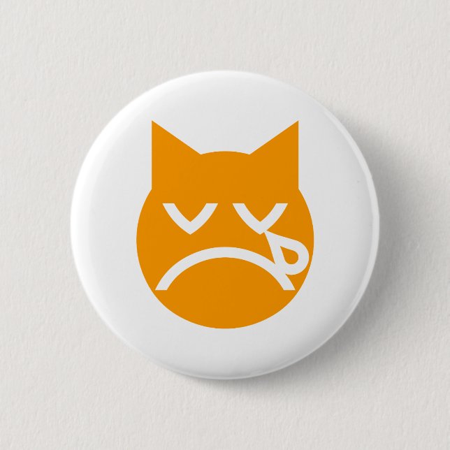 Crying Emoji Cat 2 Inch Round Button (Front)
