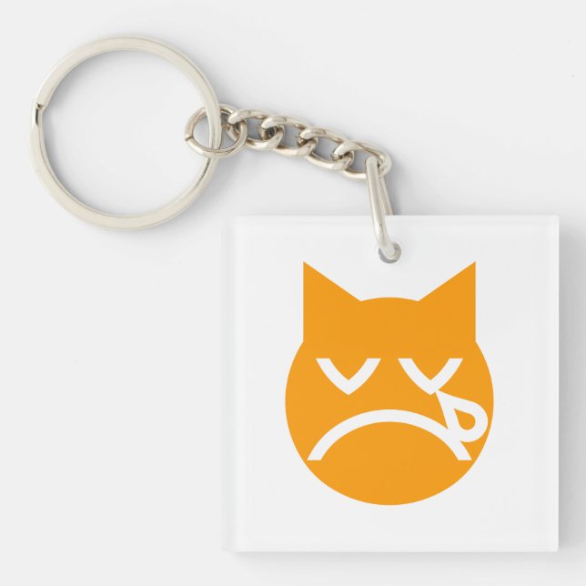 Crying Emoji Cat Keychain (Front)