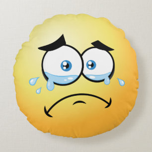 Crying Emoji Round Pillow