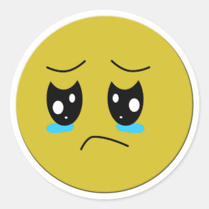 crying emoticon classic round sticker