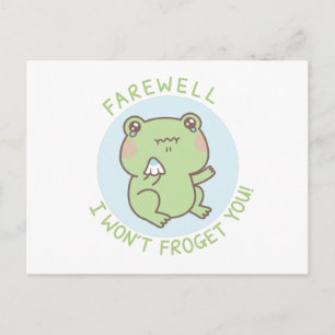 Crying Frog Farewell I Won't Froget You Pun Postcard