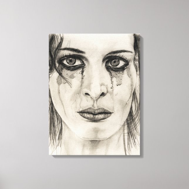 Crying girl - Drawing in pencil Canvas Print (Front)