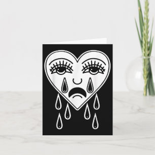 Crying Heart American Traditional Tattoo Old Schoo Card