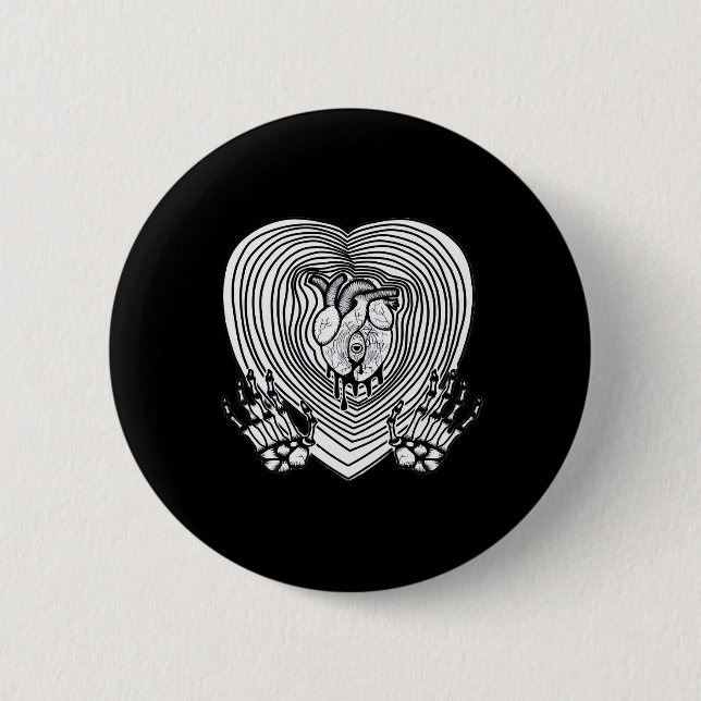 Crying Heart Classic - Skeleton Hands Heart 2 Inch Round Button (Front)