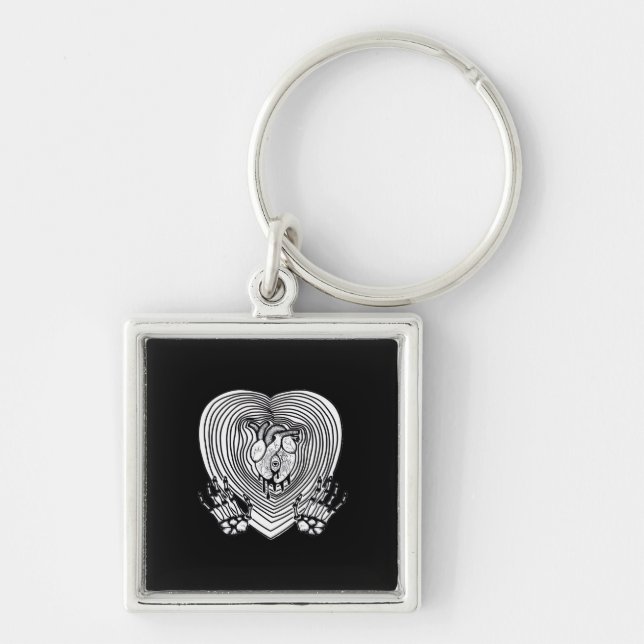 Crying Heart Classic - Skeleton Hands Heart Keychain (Front)