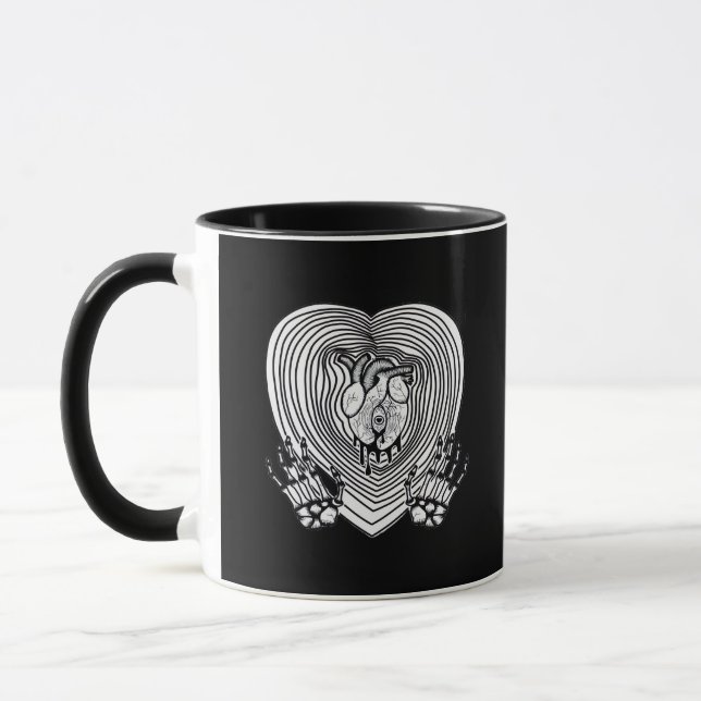 Crying Heart Classic - Skeleton Hands Heart Mug (Left)