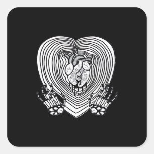 Crying Heart Classic - Skeleton Hands Heart Square Sticker