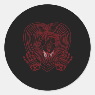 Crying Heart In Red  - Skeleton Hands Hearts Classic Round Sticker