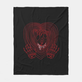 Crying Heart In Red  - Skeleton Hands Hearts Fleece Blanket