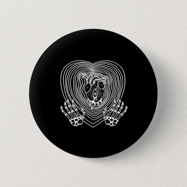 Crying Heart In White  - Skeleton Hands Hearts 2 Inch Round Button (Front)