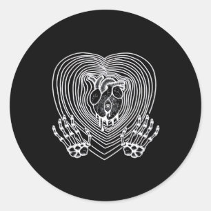 Crying Heart In White  - Skeleton Hands Hearts Classic Round Sticker