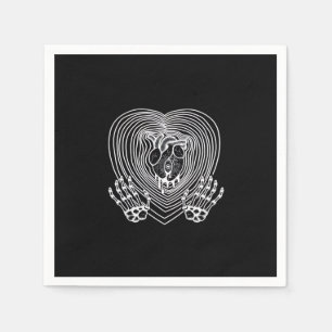 Crying Heart In White - Skeleton Hands Hearts Napkin
