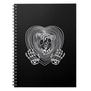 Crying Heart In White  - Skeleton Hands Hearts Notebook
