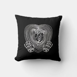 Crying Heart In White  - Skeleton Hands Hearts Throw Pillow