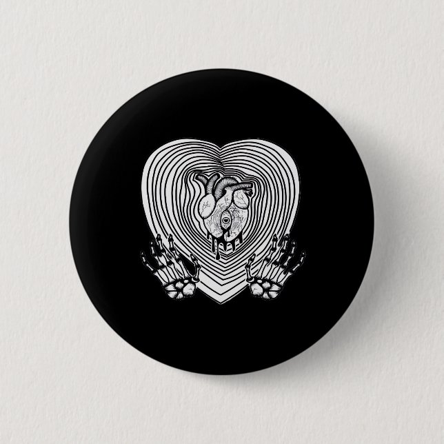 Crying Heart Skeleton Hands Classic Style 2 Inch Round Button (Front)
