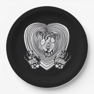 Crying Heart Skeleton Hands Classic Style Paper Plate