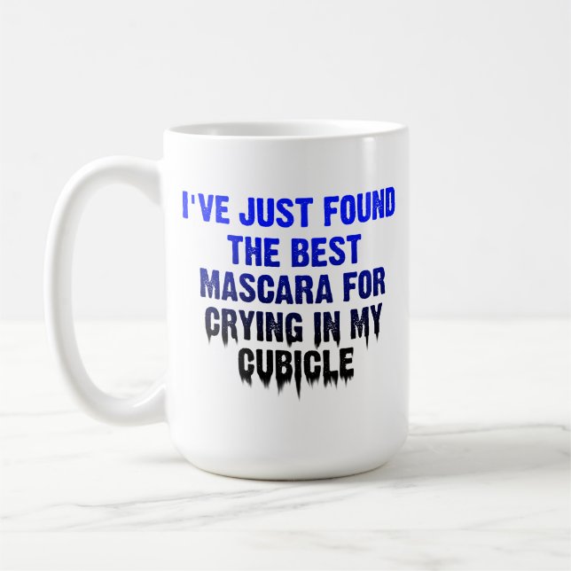 Crying In My Cubicle Funny Office Mug (Left)