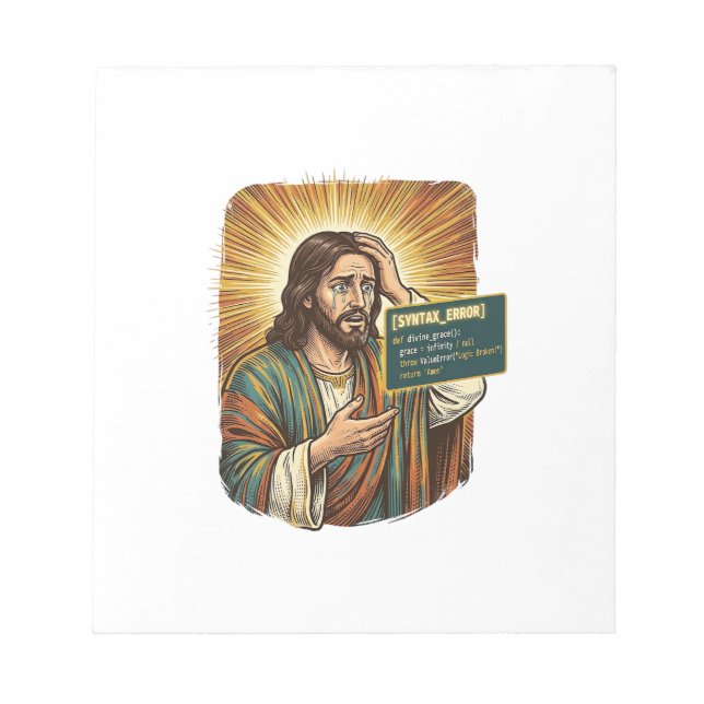 Crying Jesus Syntax Error Coding Programmer Softwa Notepad (Front)