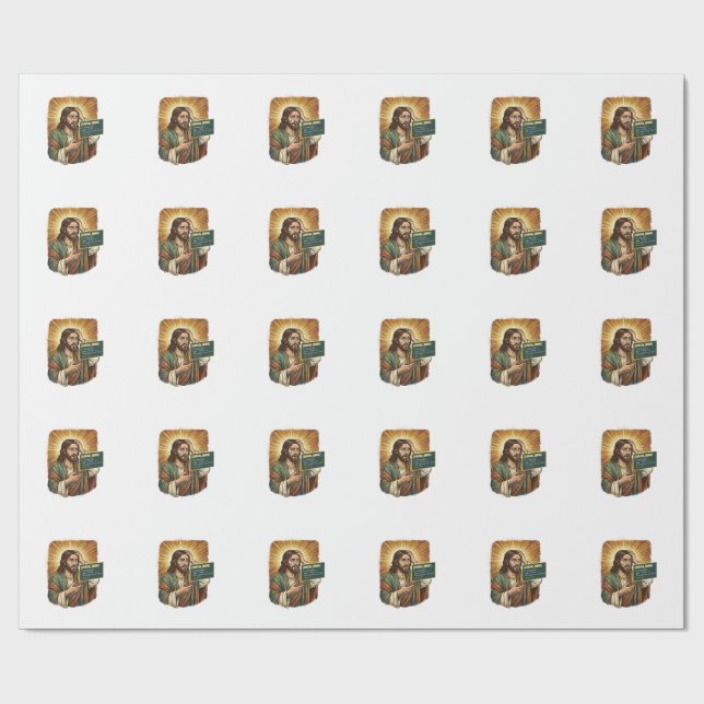 Crying Jesus Syntax Error Coding Programmer Softwa Wrapping Paper (Flat)