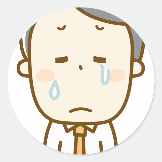 Crying man sad grief apology tears regret classic round sticker (Front)