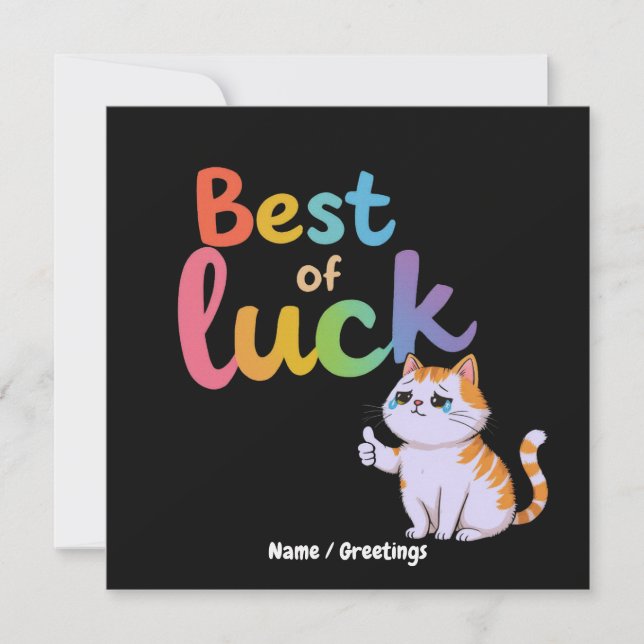 Crying Meme Cat Sarcastic Good Luck Illustration Invitation (Front)