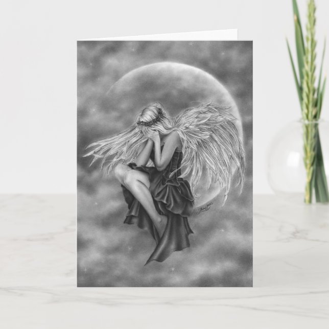 Crying Moon Angel Greeting Card (Front)