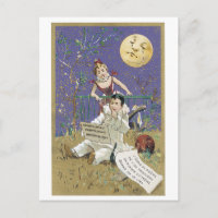 Crying Moon Poem Victorian Postcard