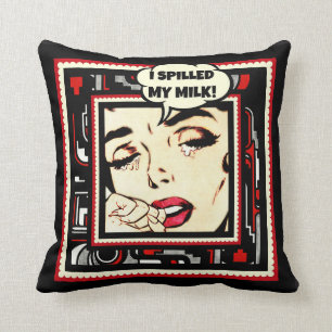 Crying over spilled milk. throw pillow