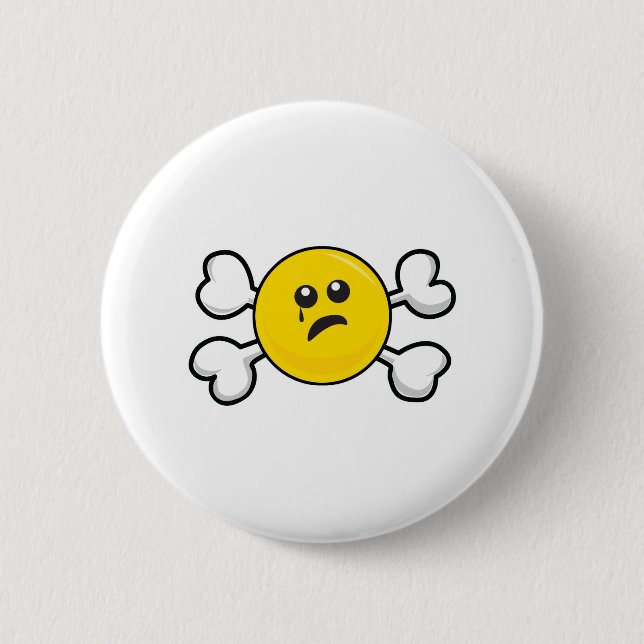crying Skull and Crossbones 2 Inch Round Button (Front)
