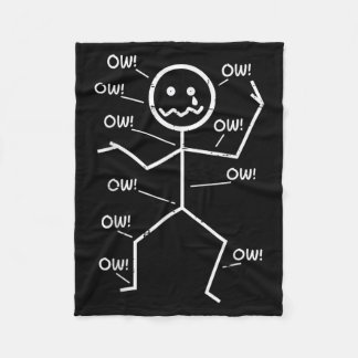Crying Stickman Ow Ow Funny Pain Meme Humour Men Fleece Blanket