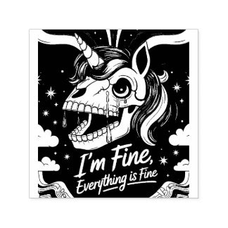 Crying Unicorn Skull Im Fine Everything is Fine Self-inking Stamp