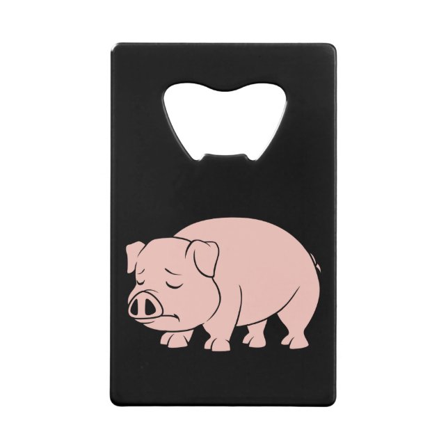 Crying Weeping Pink Piglet National Pig Day Plates Credit Card Bottle Opener (Front)