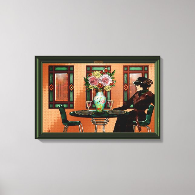 Crying Woman in 1920's Café Canvas Print (Front)