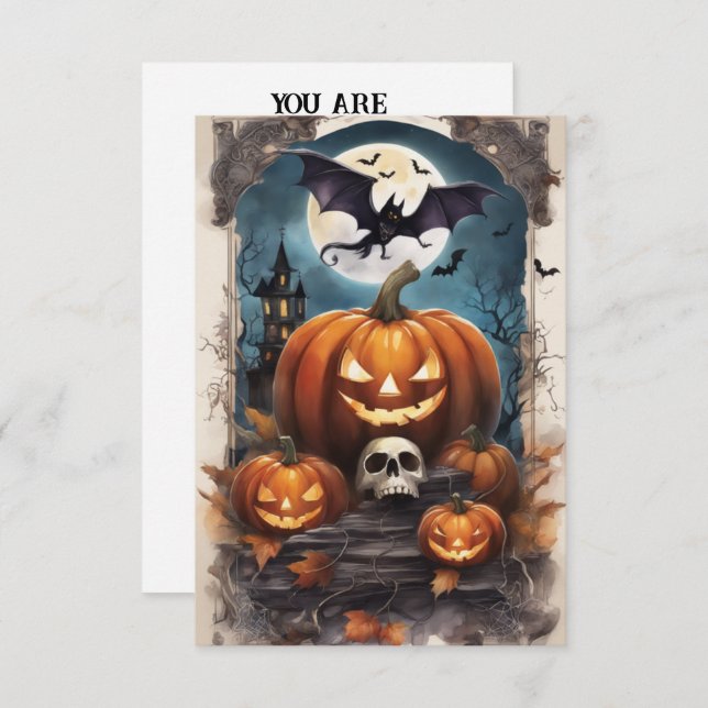 Cryptic Call: Tailored Halloween Gathering Invitat Invitation (Front/Back)
