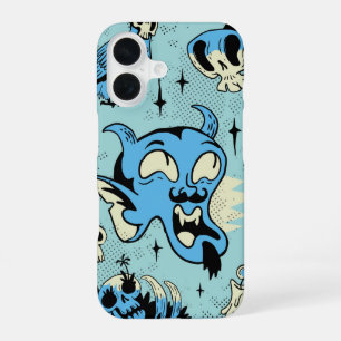 Cryptic Pop – Retro Skull & Demon Halloween iPhone 16 Case