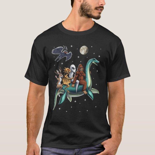 Cryptid Bigfoot Jackalope Mothman Loch Ness Monste T-Shirt (Front)