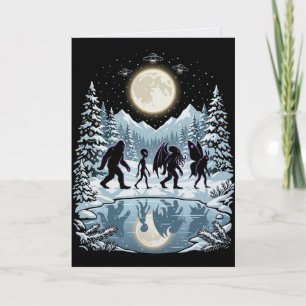 Cryptid Christmas Bigfoot Cthulhu Mothman Card