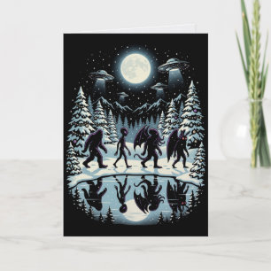 Cryptid Christmas Bigfoot Mothman Cthulhu Card