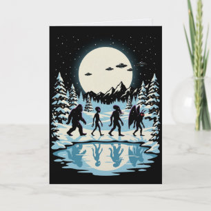Cryptid Christmas Card Bigfoot Cthulhu Mothman
