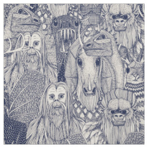 cryptid crowd blue off white fabric