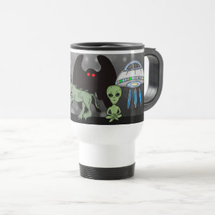 Cryptid, UFO,  Big Foot, Chupacabra, Alien Mothman Travel Mug