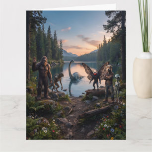 Cryptids Bigfoot, Chupa, Mothman, Dogman Loch Card