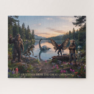 Cryptids   Bigfoot, Chupa, Mothman, Dogman Loch Jigsaw Puzzle
